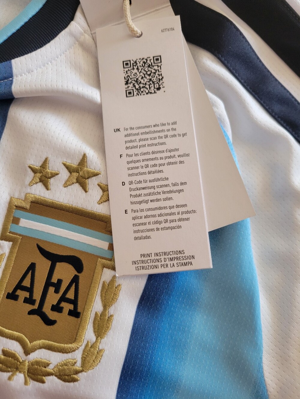 NWT Adidas Argentina 3-Star 2022 World Cup Champions Jersey Men's Size M - Picture 6 of 11